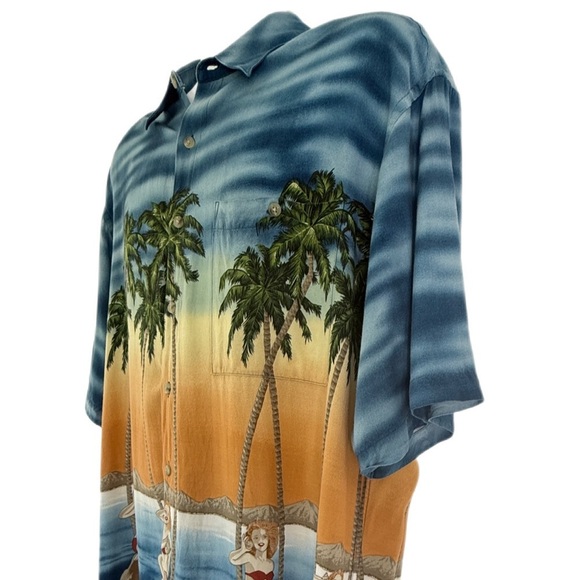 Campia Moda Men's Hawaiian shirt Pinup Bikini Girls and Palm Trees size XL - Picture 5 of 11